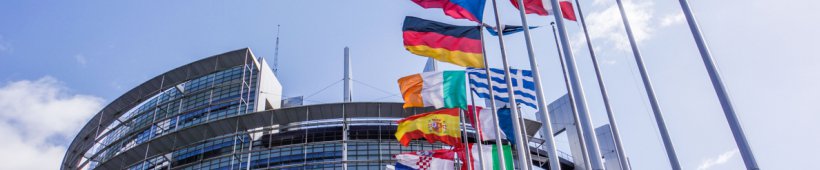 Drapeaux devant le parlement européen